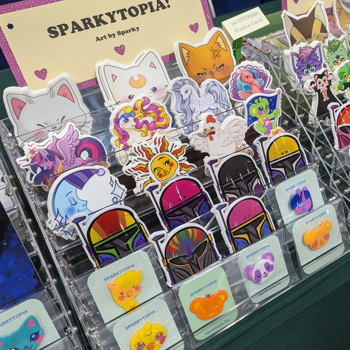 Sparkytopia Merch Display Sparkytopia Merch Display