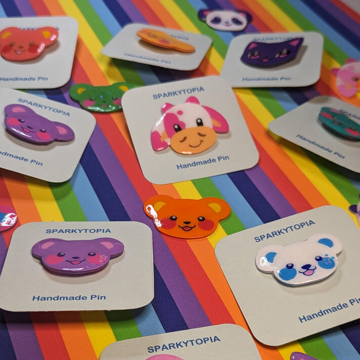 Handmade Pins for Sparkytopia Handmade Pins for Sparkytopia